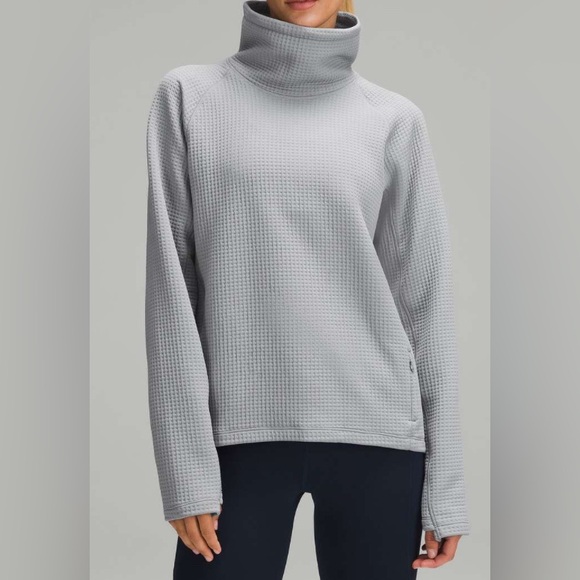 NWOT Lululemon Waffle-Knit Funnel-Neck Long-Sleeve Shirt Rhino Grey - Picture 1 of 4
